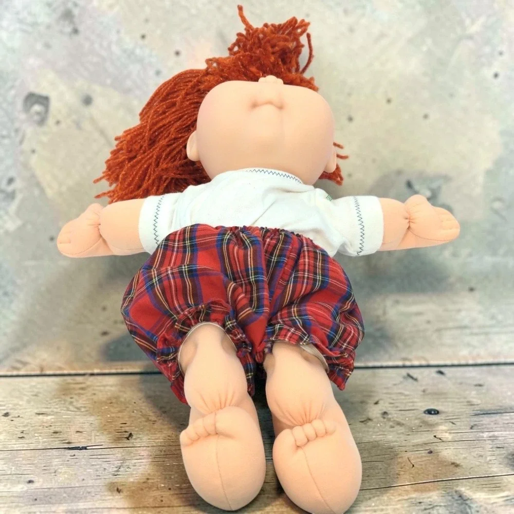 VTG 90's Mattel Cabbage Patch Kids Doll Red Yarn Hair Brown Eyes Plaid CPK 1995